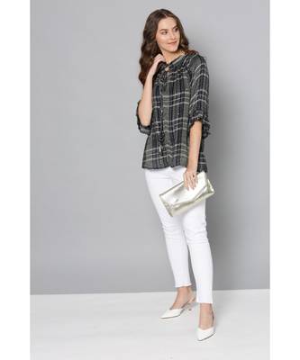 Label Ritu Kumar Black 3/4 Sleeves Short Top With Camisole 1