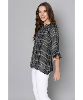 Label Ritu Kumar Black 3/4 Sleeves Short Top With Camisole 3