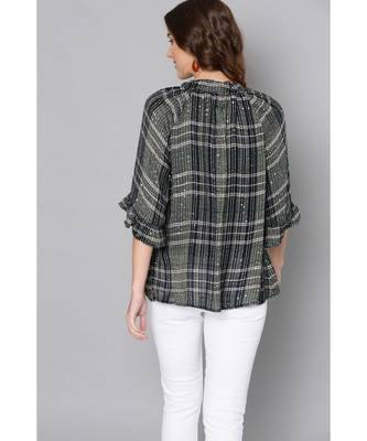 Label Ritu Kumar Black 3/4 Sleeves Short Top With Camisole 4