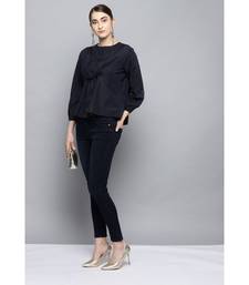 Label Ritu Kumar Grey 3/4 Sleeves Short Top With Camisole