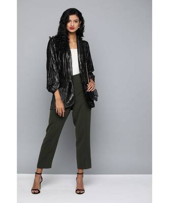 Label Ritu Kumar Black Front Open Full Sleeves Jackte 1