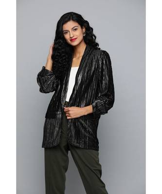 Label Ritu Kumar Black Front Open Full Sleeves Jackte 3