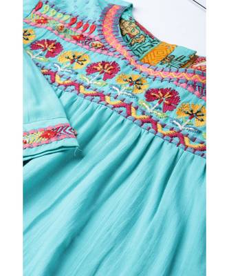 Label Ritu Kumar Green 3/4 Sleeves Printed Top 5