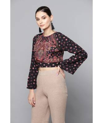 Label Ritu Kumar Black Full Sleeves Short Top 3
