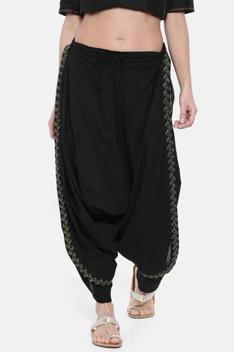 mayank modi Black Embroidered Cotton Dhoti Pants