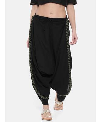 mayank modi Black Embroidered Cotton Dhoti Pants 1