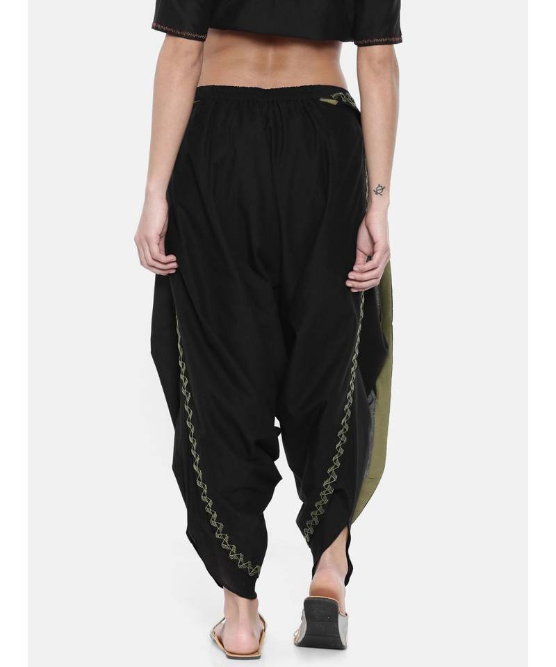 mayank modi Black Embroidered Cotton Dhoti Pants