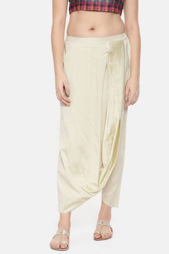 mayank modi Beige cotton silk Dhoti style pants