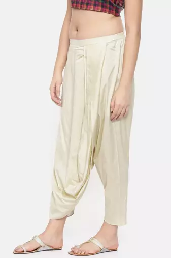 mayank modi Beige cotton silk Dhoti style pants