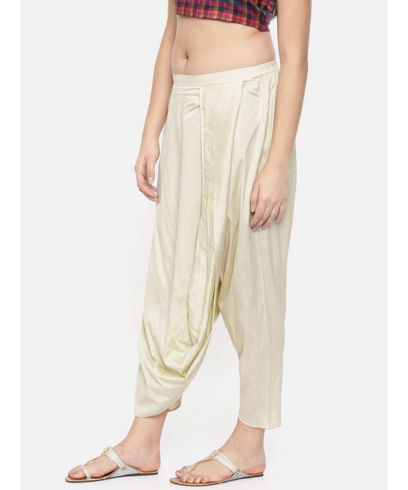 mayank modi Beige cotton silk Dhoti style pants
