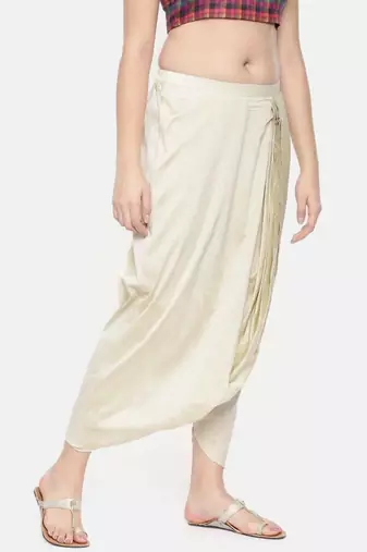mayank modi Beige cotton silk Dhoti style pants