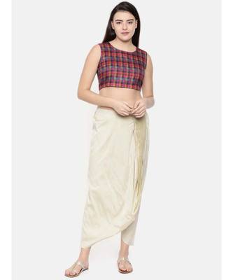 mayank modi Beige cotton silk Dhoti style pants 5
