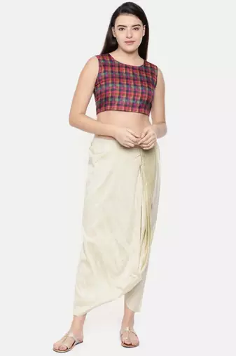 mayank modi Beige cotton silk Dhoti style pants