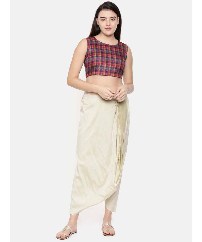mayank modi Beige cotton silk Dhoti style pants