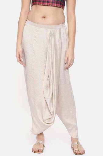mayank modi Off white Crushed silk Dhoti style pants