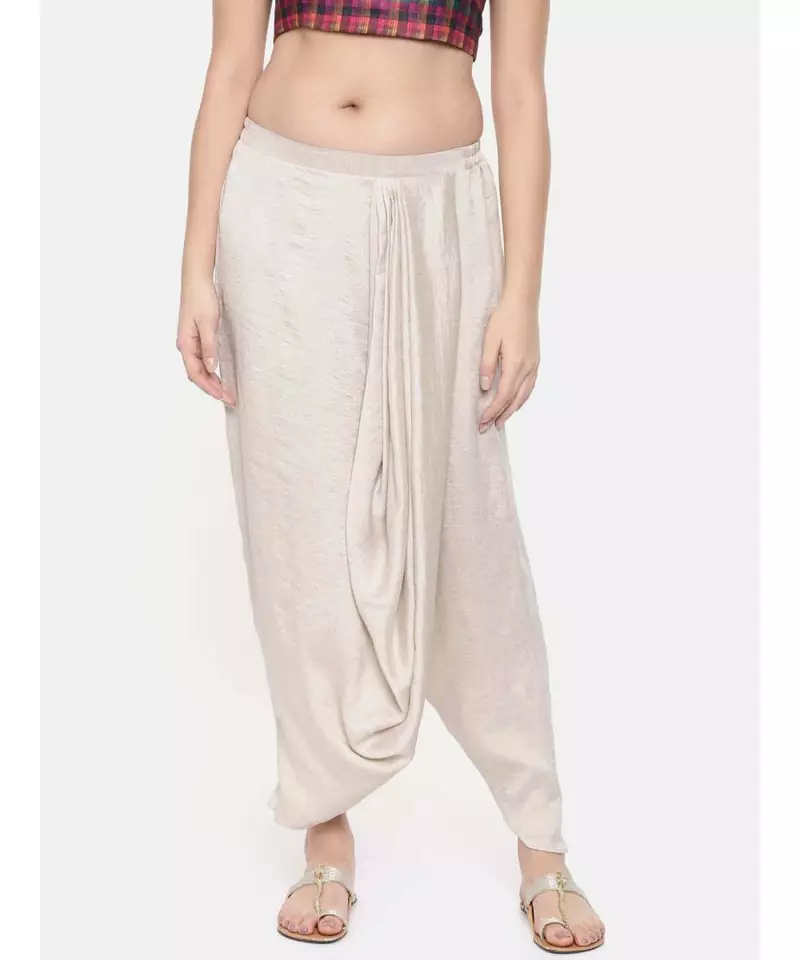 mayank modi Off white Crushed silk Dhoti style pants