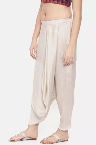 mayank modi Off white Crushed silk Dhoti style pants