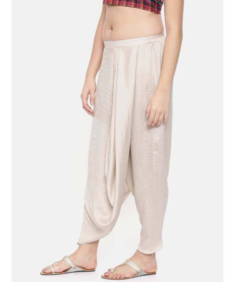 mayank modi Off white Crushed silk Dhoti style pants