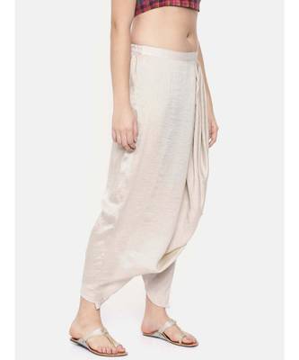 mayank modi Off white Crushed silk Dhoti style pants 3