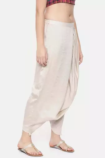 mayank modi Off white Crushed silk Dhoti style pants