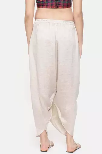 mayank modi Off white Crushed silk Dhoti style pants