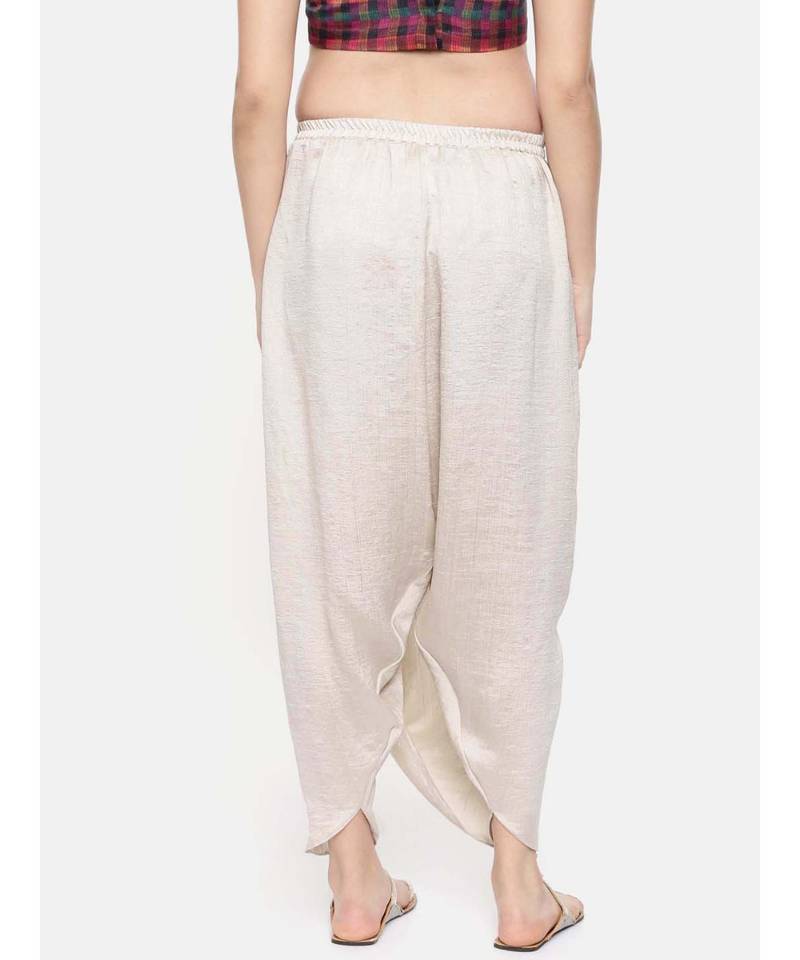 mayank modi Off white Crushed silk Dhoti style pants