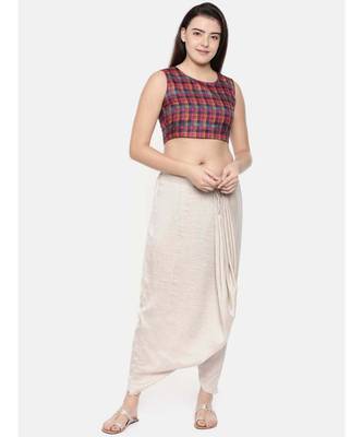 mayank modi Off white Crushed silk Dhoti style pants 5