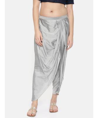 mayank modi Silver grey cotton silk pleated dhoti pants 1