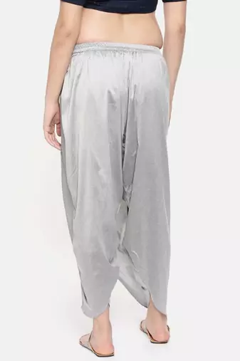 mayank modi Silver grey cotton silk pleated dhoti pants