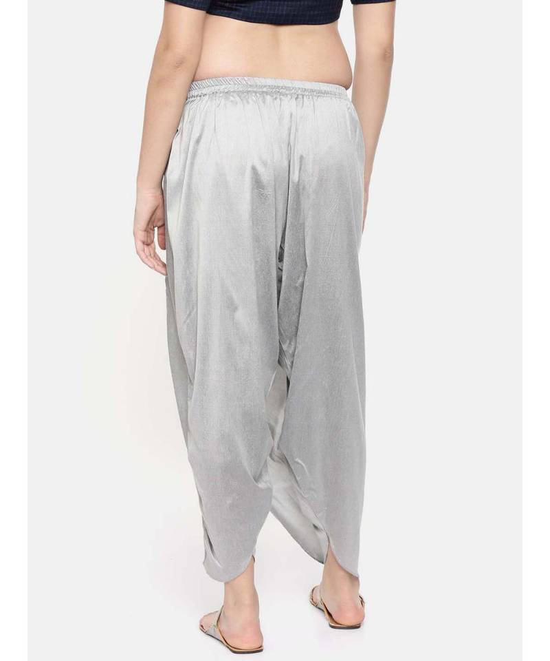 mayank modi Silver grey cotton silk pleated dhoti pants