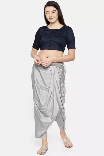 mayank modi Silver grey cotton silk pleated dhoti pants
