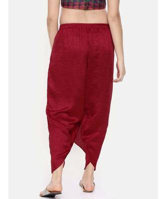 mayank modi Red crushed silk pleated dhoti pants 4