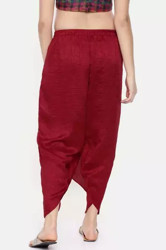 mayank modi Red crushed silk pleated dhoti pants