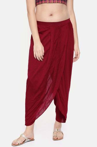 mayank modi Red slub silk dhoti style pants