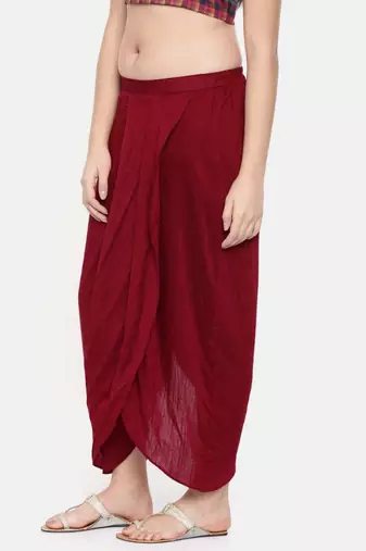 mayank modi Red slub silk dhoti style pants