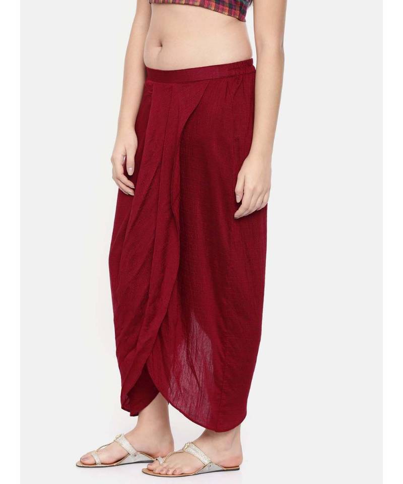 mayank modi Red slub silk dhoti style pants