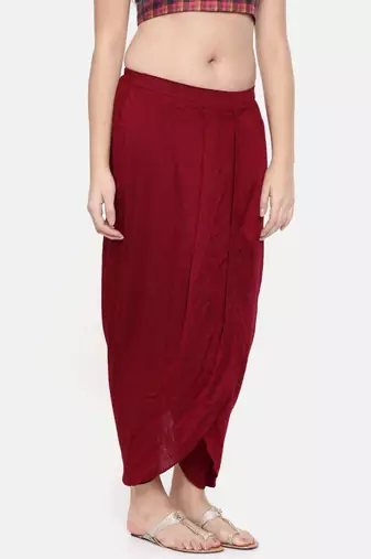 mayank modi Red slub silk dhoti style pants
