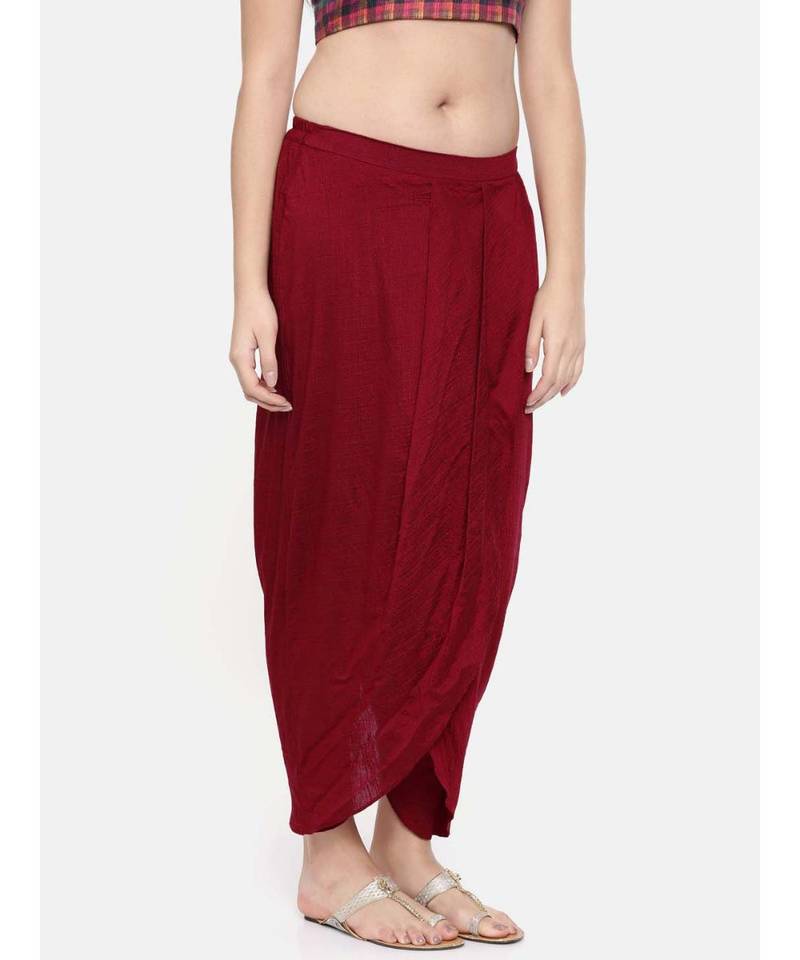 mayank modi Red slub silk dhoti style pants