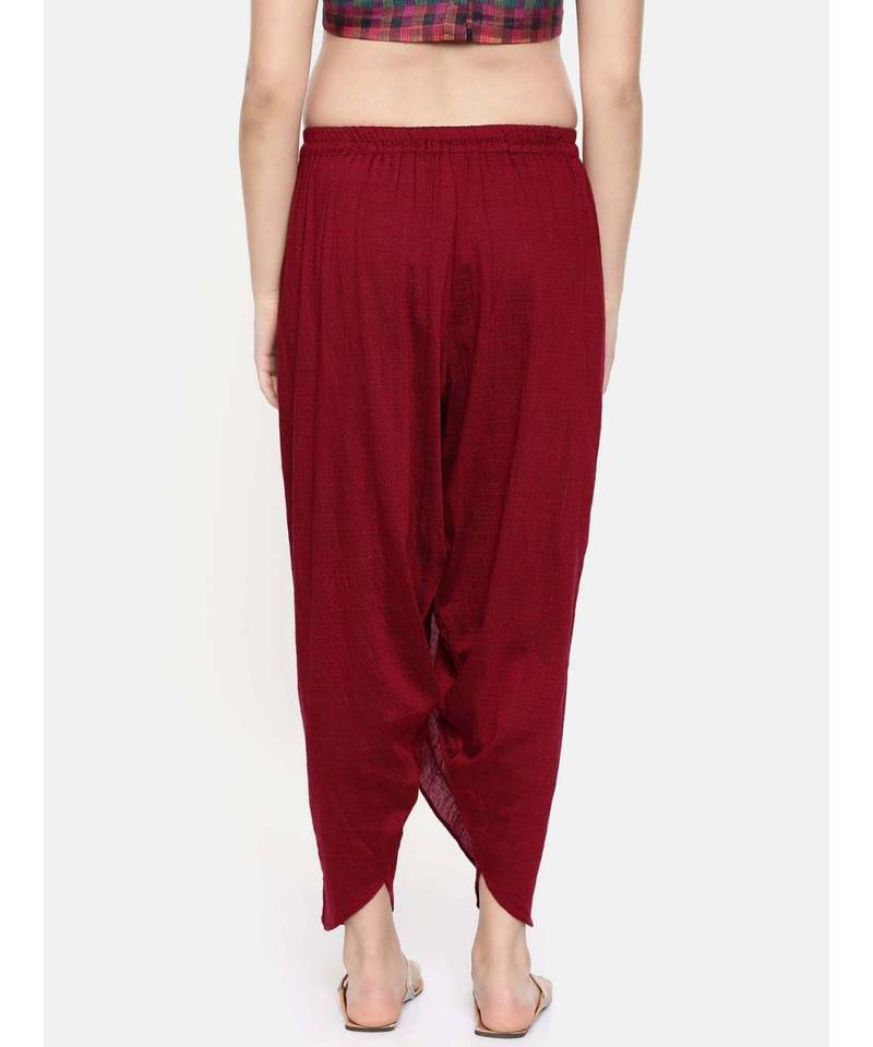 mayank modi Red slub silk dhoti style pants