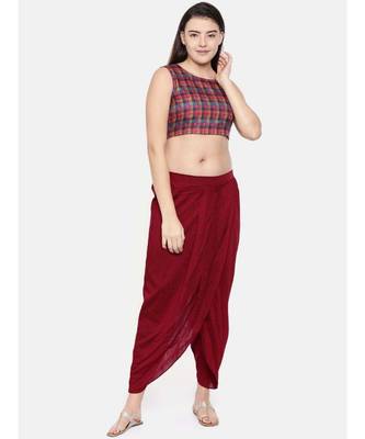 mayank modi Red slub silk dhoti style pants 5