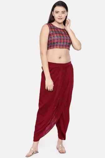 mayank modi Red slub silk dhoti style pants