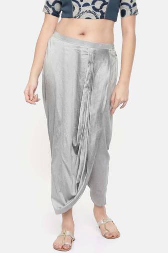 mayank modi Silver grey cotton silk dhoti pants.