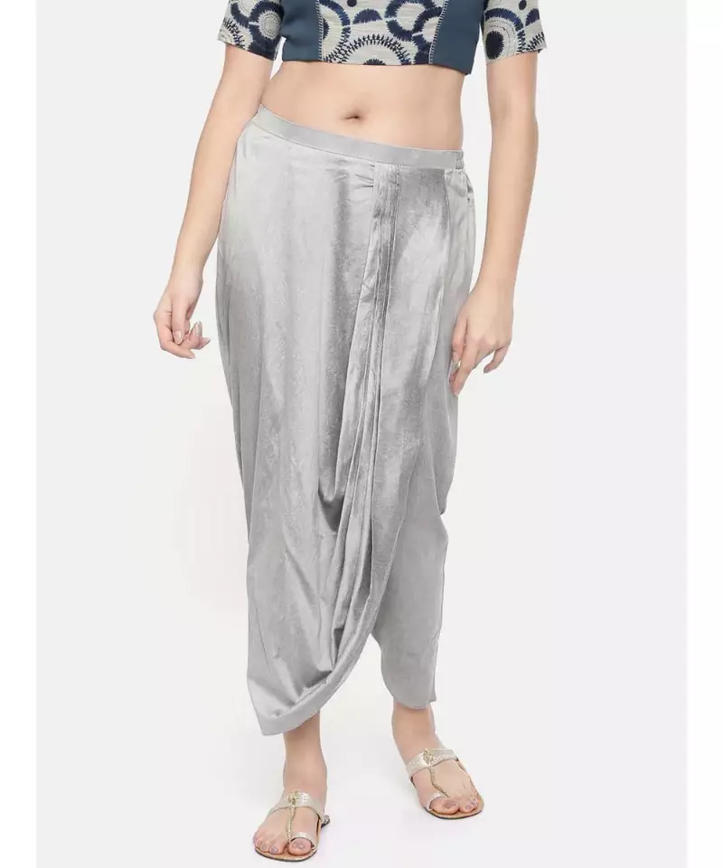 mayank modi Silver grey cotton silk dhoti pants.