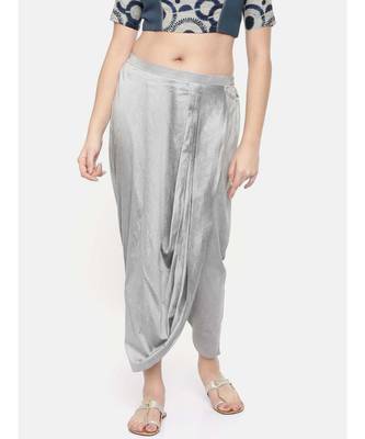 mayank modi Silver grey cotton silk dhoti pants. 1