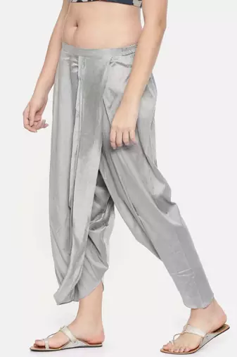 mayank modi Silver grey cotton silk dhoti pants.