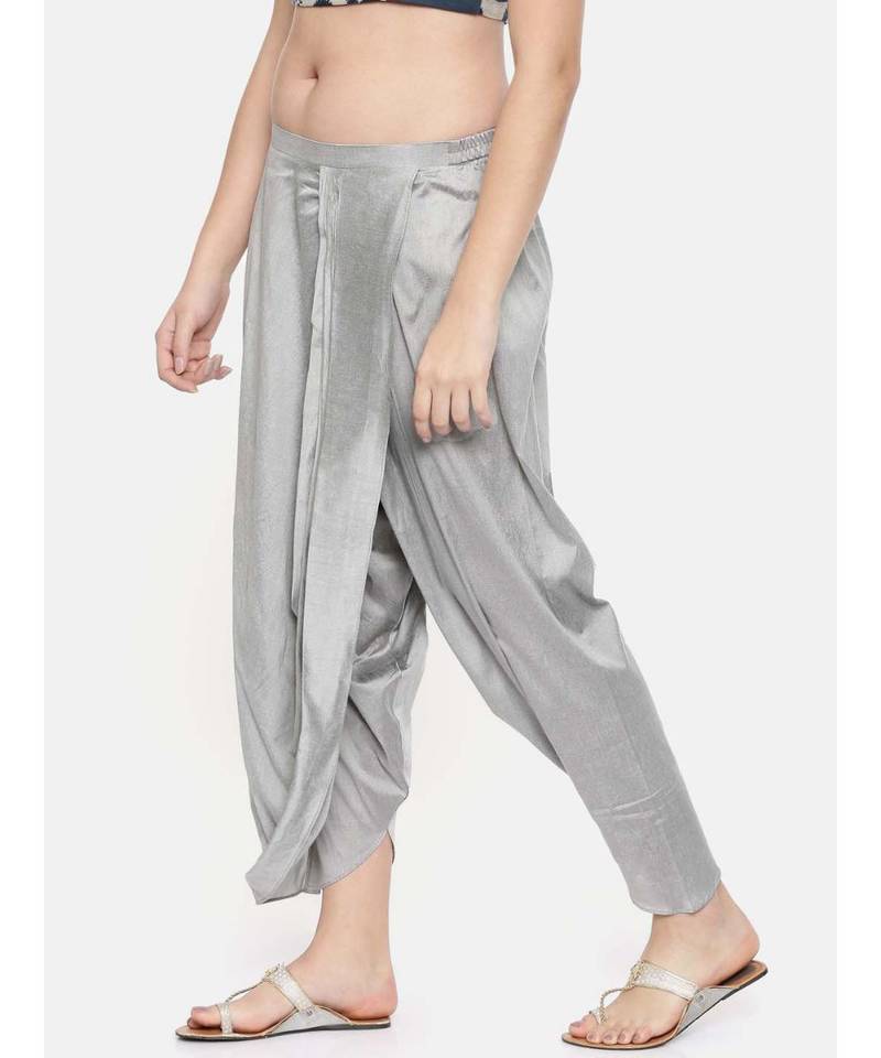 mayank modi Silver grey cotton silk dhoti pants.