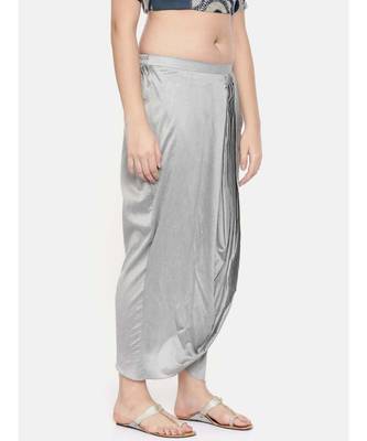 mayank modi Silver grey cotton silk dhoti pants. 3