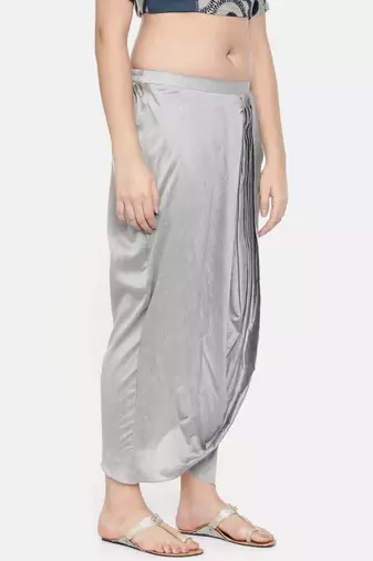 mayank modi Silver grey cotton silk dhoti pants.