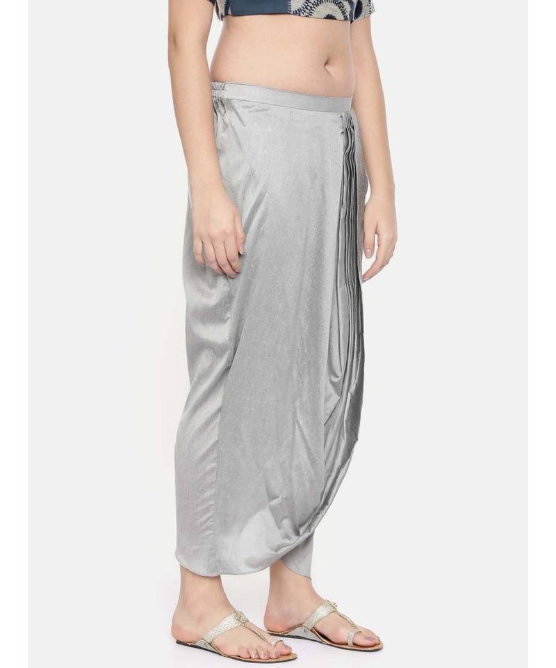 mayank modi Silver grey cotton silk dhoti pants.