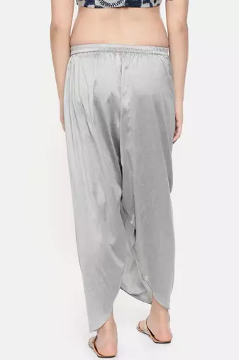 mayank modi Silver grey cotton silk dhoti pants.